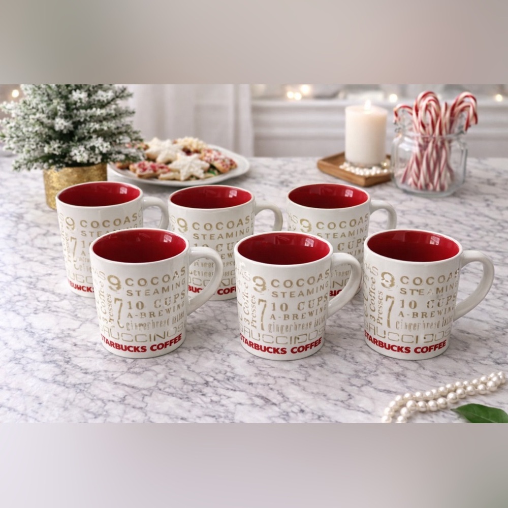 Set of 6 – “12 Days of Starbucks” 14 oz Coffee Mugs (2008 Holiday Edition)